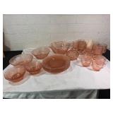 La Tiara Pink Depression Glass Set 24 piece