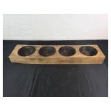 Wooden Four-Slot Candle Holder