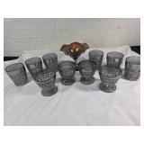 Purple Carnival Glass Stemware and Tumblers