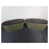 Two Embossed Tin Pots