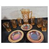 10-Piece Orange Carnival Glass Set