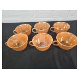 Six Fire-King Peach Lustre Teacups