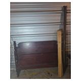 Wooden Full Bed Frame with Rails and Slats