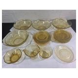 21 Yellow Glass Tableware Pieces