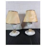 Hobnail End Table Lamps with Shades