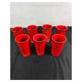 Seven Red Ceramic Cups