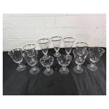 11-Piece Stemmed Glass Set with Silver Trim