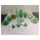 Green Glass Tableware and Decorative Objects