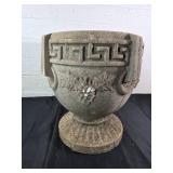 Cement Flower Pot with Greek Key Motif