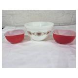 Pyrex Mixing Bowl Set with Red and White Designs