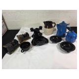 Black Glass, Pottery, and Enamel Items