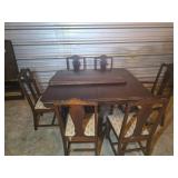 Wooden Dining Table Set with 6 Chairs and Extensio