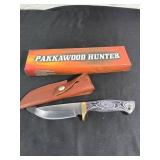 Pakkawood Hunter Knife with Leather Sheath