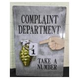 Humorous Metal Sign with Grenade Design