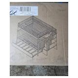 Gray Full-Over-Full Bunk Bed with Trundle