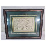 Framed Hand-Drawn Map With Triple Matting