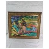Framed Oil on Canvas Depicting Two Figures