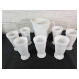 Milk Glass Pitcher and Goblets Set