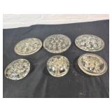 Six Clear Glass Floral Frogs