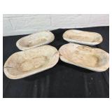 4 Wood Dough Bowls