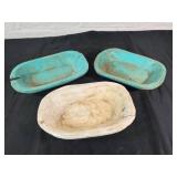 3 Wooden Dough Bowls
