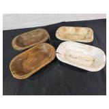 4 Wooden Dough Bowls