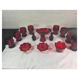 Red Glass Tableware and Decorative Items