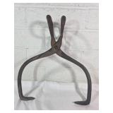 Cast Iron Ice Tongs with Curved Hooks