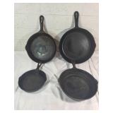 Four Cast Iron Skillets in Assorted Sizes
