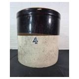 #4 Stoneware Crock with Dark Glaze