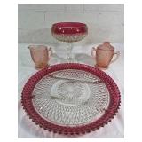 Pink Depression Glass Tableware Set