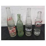 4 Vintage Glass Soda Bottles