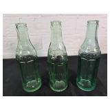 Three Vintage Glass Soda Bottles