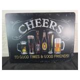 Rectangular Metal Bar Sign with Beer Motif