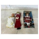 Porcelain Doll in Red Velvet Dress