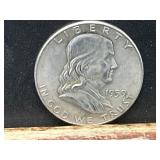 1959 Franklin Half Dollar 90% Silver Coin