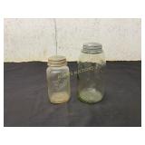 Two Glass Mason Jars with Metal Lids