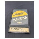 Framed Pennzoil Advertising Sign