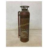 Antique Brass Fire Extinguisher with Embossed Text