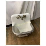 Porcelain Utility Sink with Metal Trim