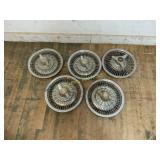 5 Vintage Wire-Spoke Hubcaps