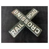 Vintage Railroad Crossing Sign with Embossed Lette