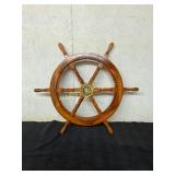 Wooden Ship Wheel With Brass Hub