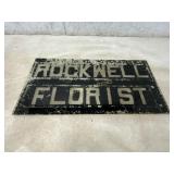 Glass Rockwell Florist Sign