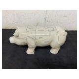 Ceramic Pig Butchering Diagram Figurine