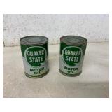 Two Quaker State Motor Oil Cans