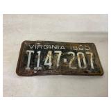 1960 Virginia License Plate,