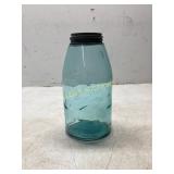 Blue Glass Jar With Metal Lid