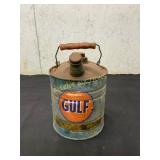 Vintage Gulf Oil Metal Petrol Can