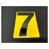 Double-Sided Yellow Metal Sign with Numbers